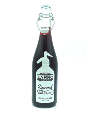 ZARRO Vermut Especial Taberna bottle with a swing-top cap and white label against a white background, limited edition.