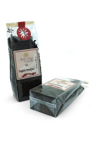 1776794963475 - El Gourmext de Casa Chino Two bags of black English Breakfast tea from Especias del Sol, shown in clear packaging with a sun emblem on a white background.