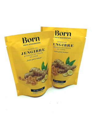 1778794820834 - El Gourmext de Casa Chino Two yellow Born Jengibre candy bags standing side by side, showing ginger root illustration on the front.